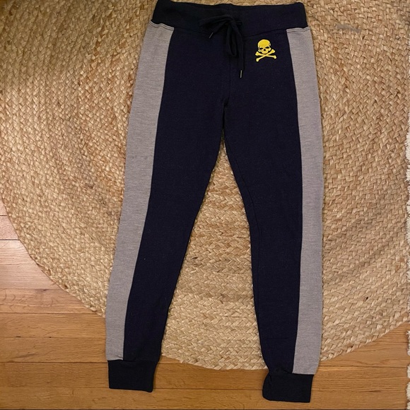 Soul Cycle x Sundry Skull Navy Grey Stripe joggers - Picture 2 of 5